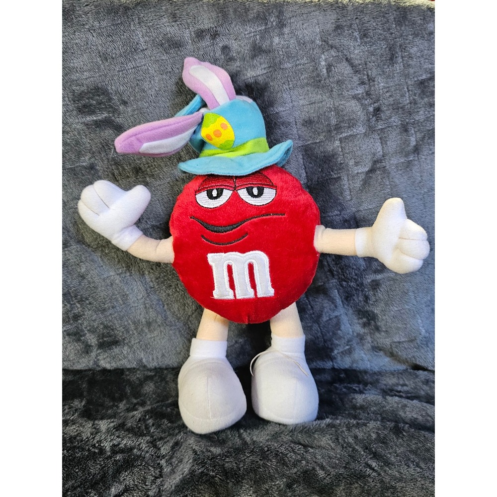 Gallerie Easter Red M&M with‎ Blue Easter Hat 12" (standing) Plush - Vintage 80s